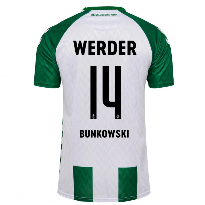 Danxen Criança Camisola Paul Bunkowski #14 Verde Branco Principal 2026/27 Camisa Brasil
