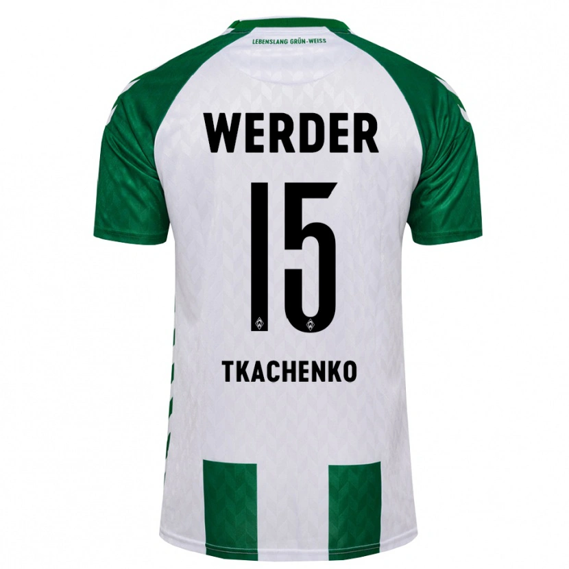 Danxen Criança Camisola Oleksandr Tkachenko #15 Verde Branco Principal 2026/27 Camisa Brasil