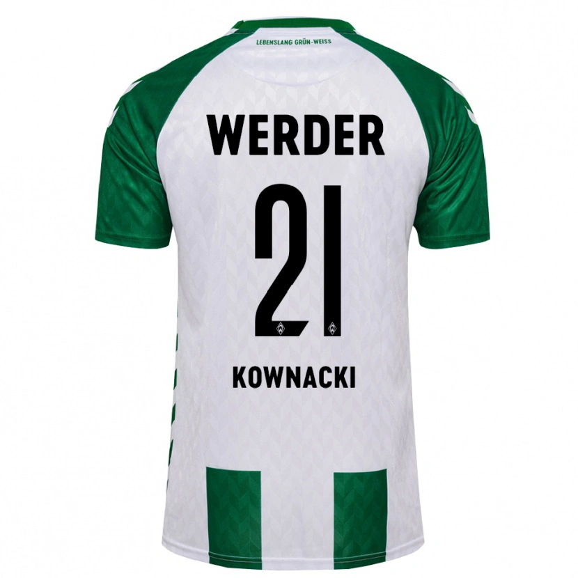 Danxen Criança Camisola Dawid Kownacki #21 Verde Branco Principal 2026/27 Camisa Brasil