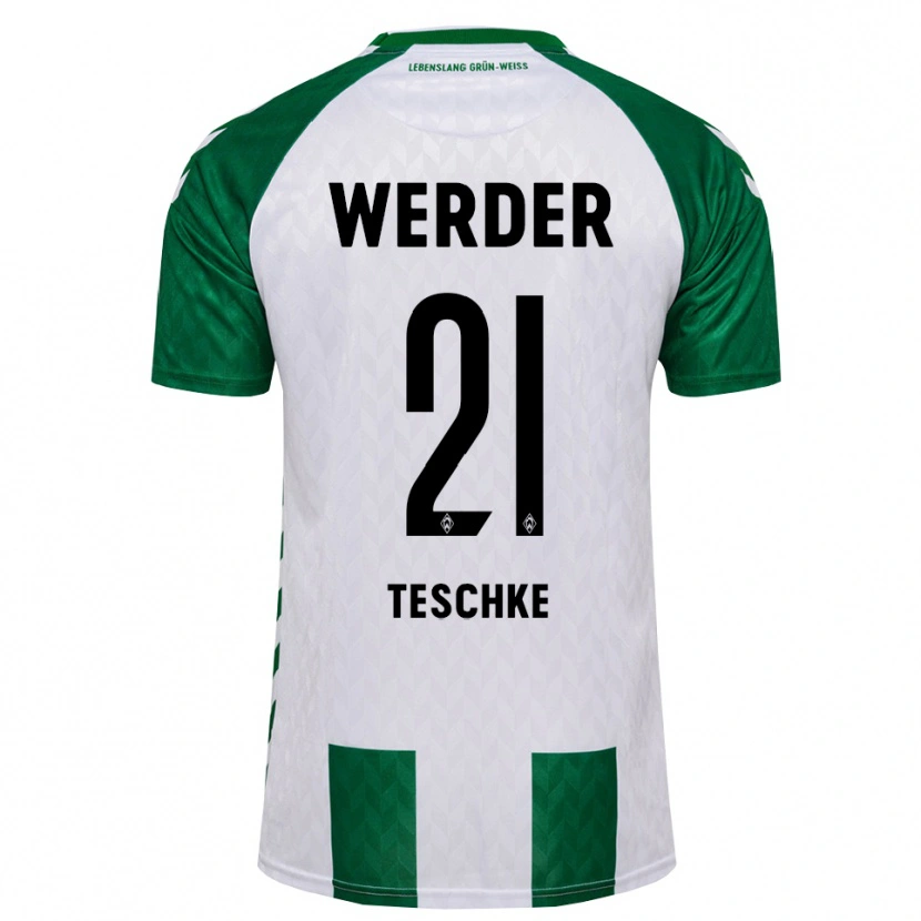 Danxen Criança Camisola Tim Teschke #21 Verde Branco Principal 2026/27 Camisa Brasil