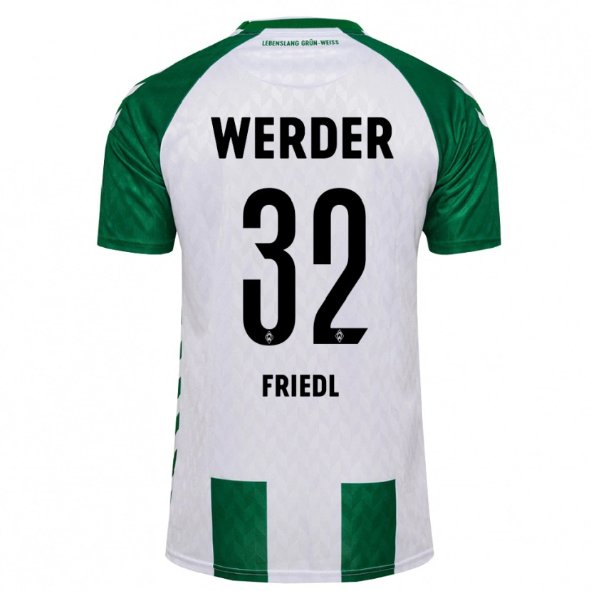 Danxen Criança Camisola Marco Friedl #32 Verde Branco Principal 2026/27 Camisa Brasil