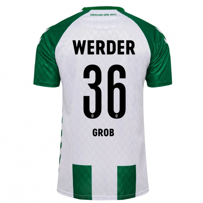 Danxen Criança Camisola Christian Groß #36 Verde Branco Principal 2026/27 Camisa Brasil