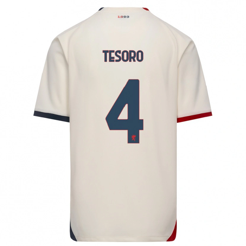 Danxen Criança Camisola Cristian Tesoro #4 Branco Off-Red Alternativa 2026/27 Camisa Brasil