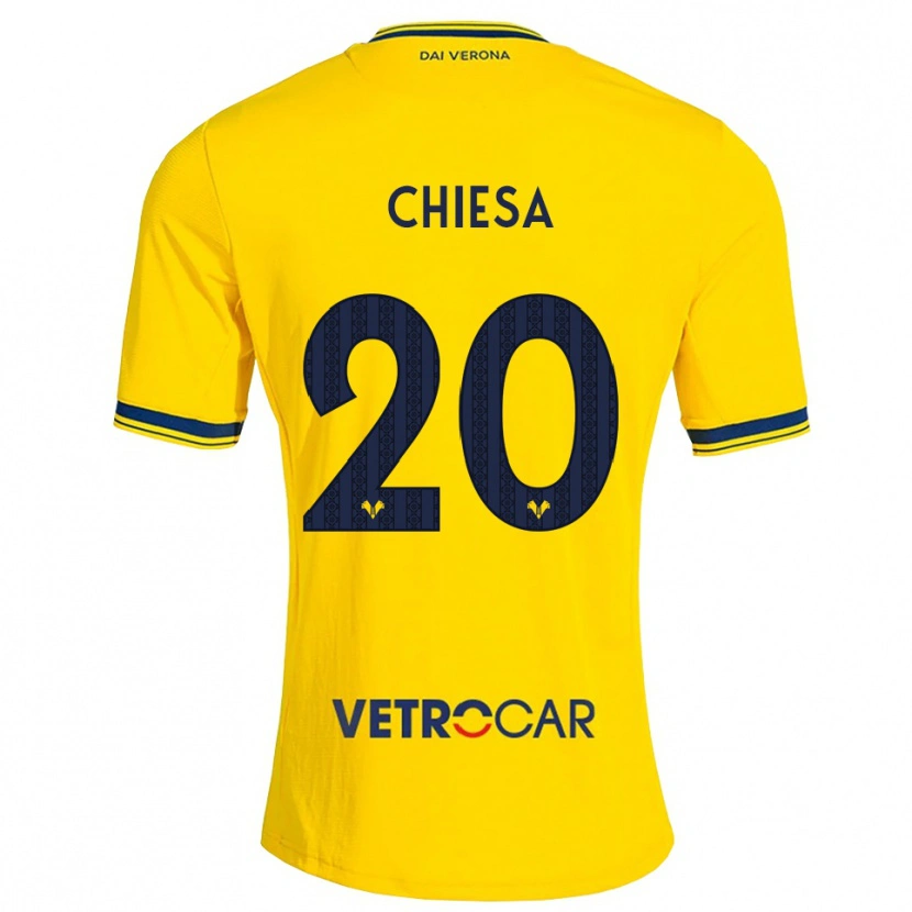 Danxen Criança Camisola Mattia Chiesa #20 Amarelo Vermelho Alternativa 2026/27 Camisa Brasil