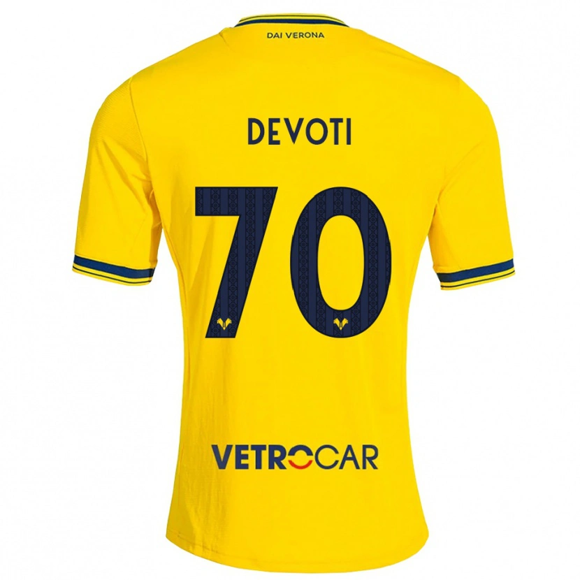 Danxen Criança Camisola Andrea Devoti #70 Amarelo Vermelho Alternativa 2026/27 Camisa Brasil