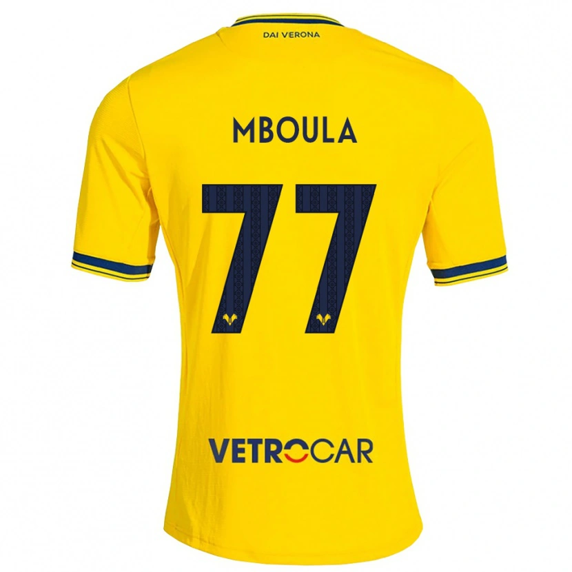 Danxen Criança Camisola Jordi Mboula #77 Amarelo Vermelho Alternativa 2026/27 Camisa Brasil
