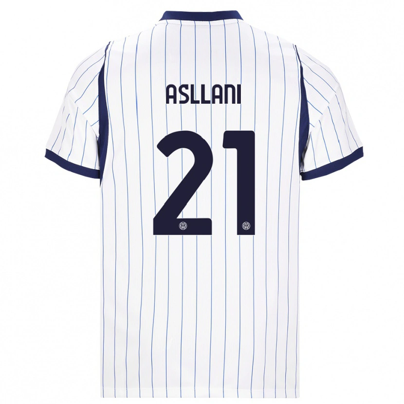 Danxen Criança Camisola Kristjan Asllani #21 Branco Azul Marinho Alternativa 2026/27 Camisa Brasil
