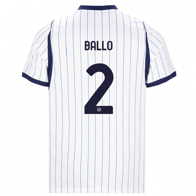 Danxen Criança Camisola Lamine Ballo #2 Branco Azul Marinho Alternativa 2026/27 Camisa Brasil