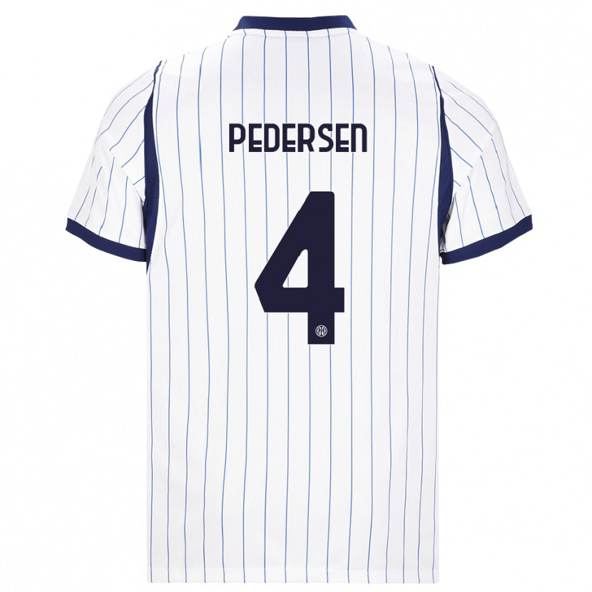 Danxen Criança Camisola Sofie Junge Pedersen #4 Branco Azul Marinho Alternativa 2026/27 Camisa Brasil