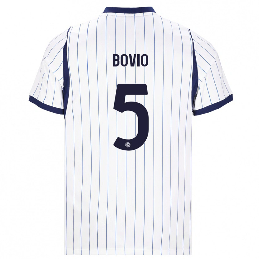Danxen Criança Camisola Leonardo Bovio #5 Branco Azul Marinho Alternativa 2026/27 Camisa Brasil