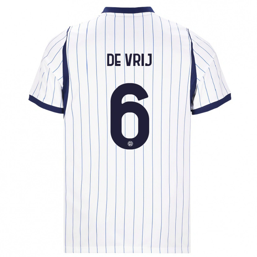Danxen Criança Camisola Stefan De Vrij #6 Branco Azul Marinho Alternativa 2026/27 Camisa Brasil