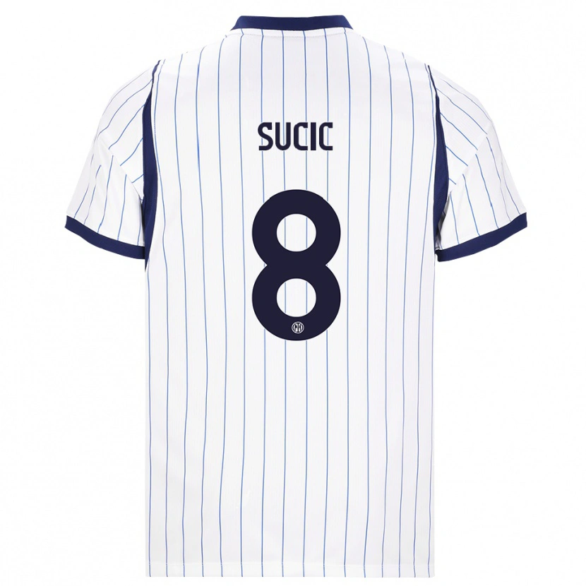 Danxen Criança Camisola Petar Sučić #8 Branco Azul Marinho Alternativa 2026/27 Camisa Brasil
