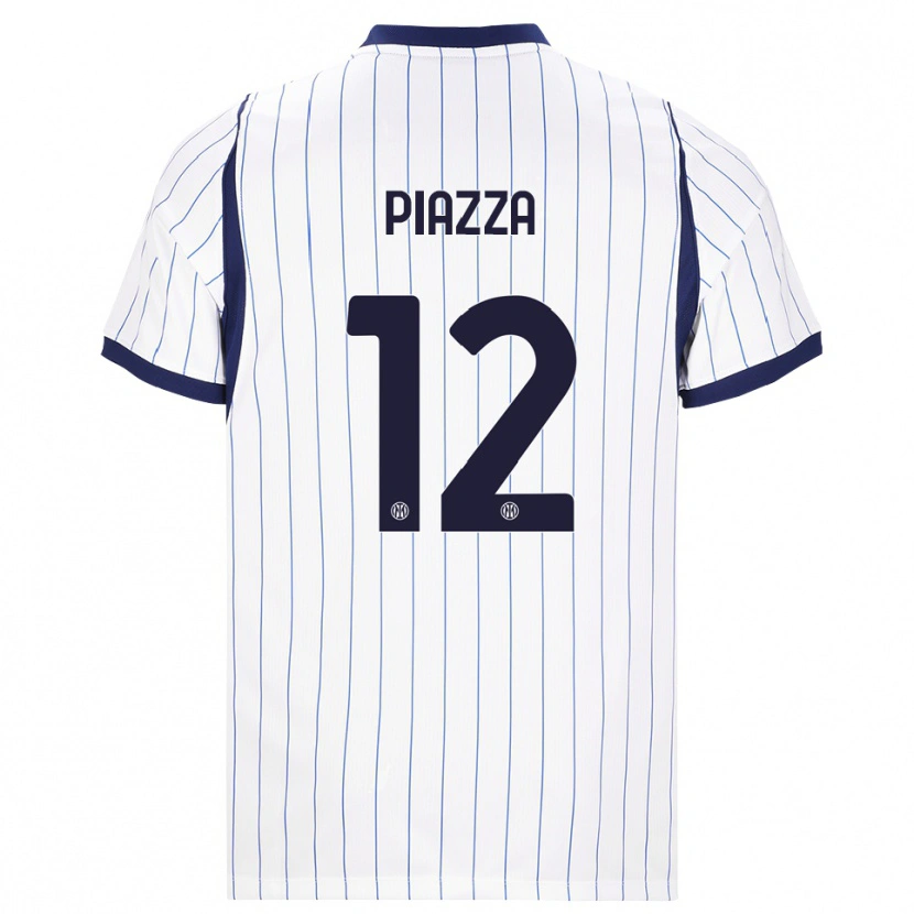 Danxen Criança Camisola Alessia Piazza #12 Branco Azul Marinho Alternativa 2026/27 Camisa Brasil
