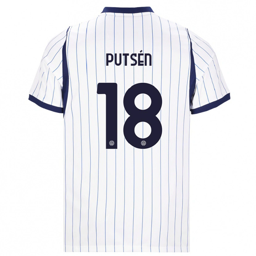 Danxen Criança Camisola Dino Putsén #18 Branco Azul Marinho Alternativa 2026/27 Camisa Brasil