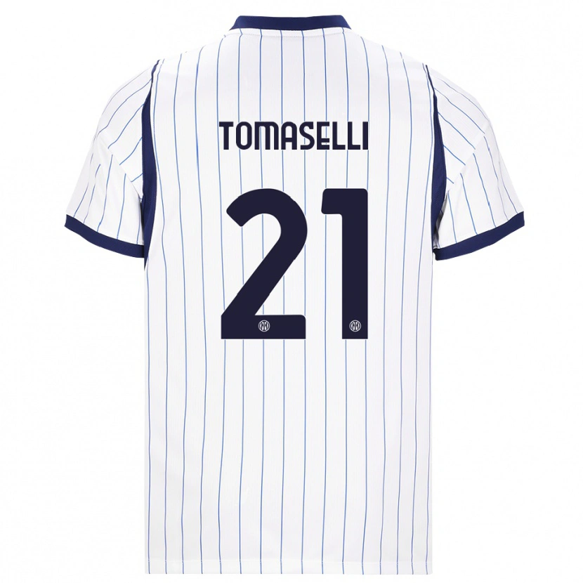 Danxen Criança Camisola Martina Tomaselli #21 Branco Azul Marinho Alternativa 2026/27 Camisa Brasil
