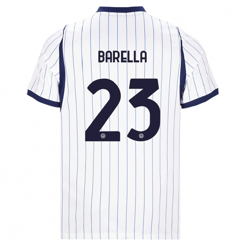 Danxen Criança Camisola Nicolò Barella #23 Branco Azul Marinho Alternativa 2026/27 Camisa Brasil