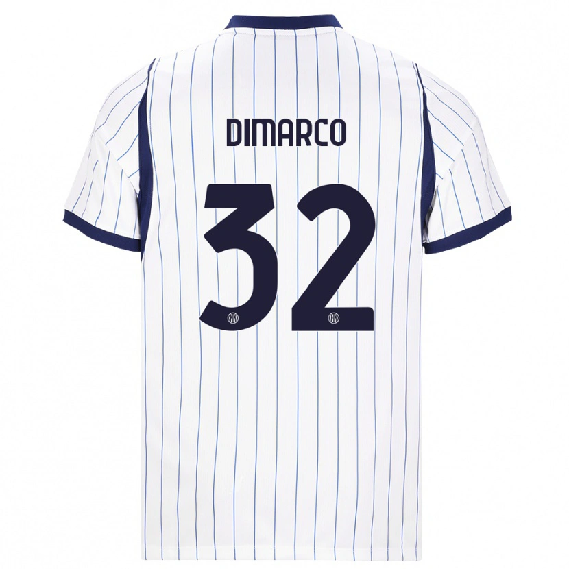 Danxen Criança Camisola Federico Dimarco #32 Branco Azul Marinho Alternativa 2026/27 Camisa Brasil