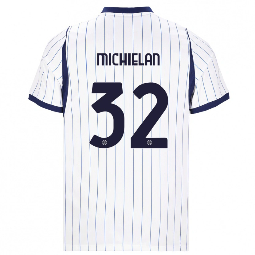 Danxen Criança Camisola Mattia Michielan #32 Branco Azul Marinho Alternativa 2026/27 Camisa Brasil
