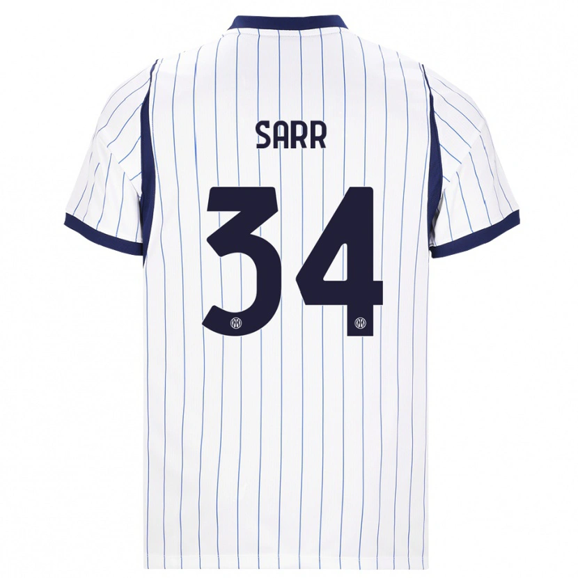 Danxen Criança Camisola Amadou Sarr #34 Branco Azul Marinho Alternativa 2026/27 Camisa Brasil