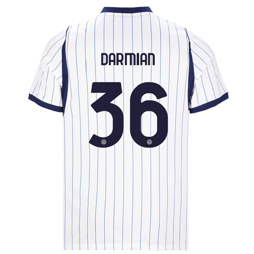 Danxen Criança Camisola Matteo Darmian #36 Branco Azul Marinho Alternativa 2026/27 Camisa Brasil