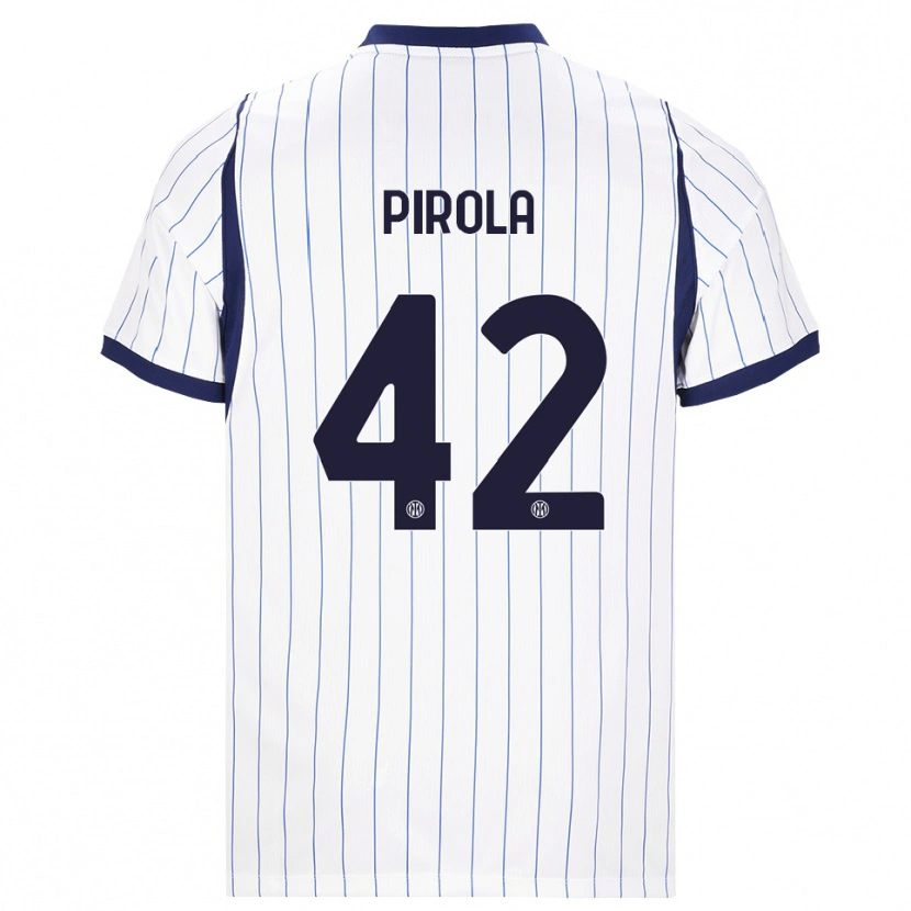 Danxen Criança Camisola Samuele Pirola #42 Branco Azul Marinho Alternativa 2026/27 Camisa Brasil