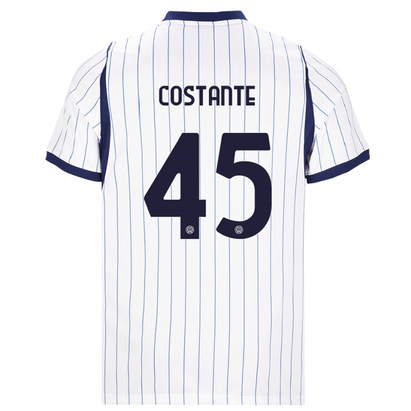 Danxen Criança Camisola Umberto Costante #45 Branco Azul Marinho Alternativa 2026/27 Camisa Brasil