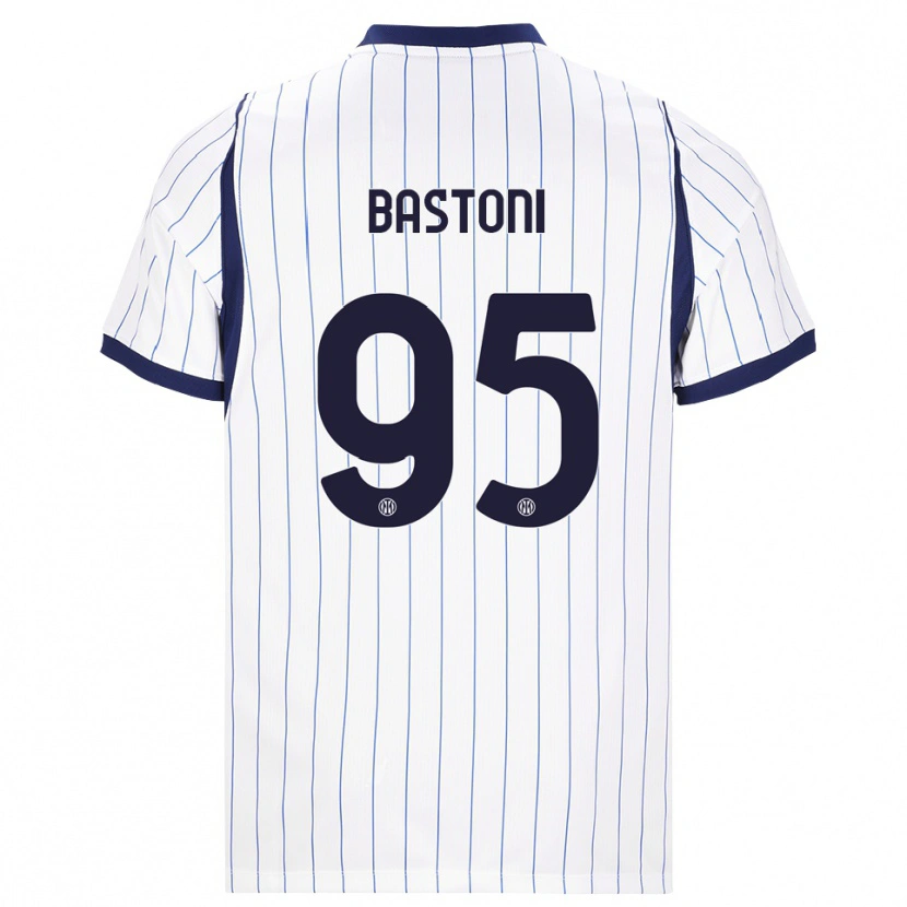 Danxen Criança Camisola Alessandro Bastoni #95 Branco Azul Marinho Alternativa 2026/27 Camisa Brasil