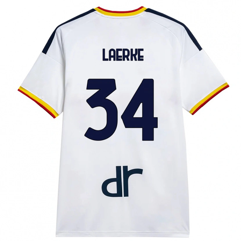 Danxen Criança Camisola Hjalte Lærke #34 Branco Amarelo Vermelho Alternativa 2026/27 Camisa Brasil