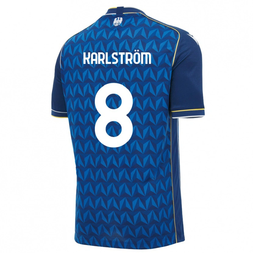 Danxen Criança Camisola Jesper Karlström #8 Azul Real Branco Azul Alternativa 2026/27 Camisa Brasil