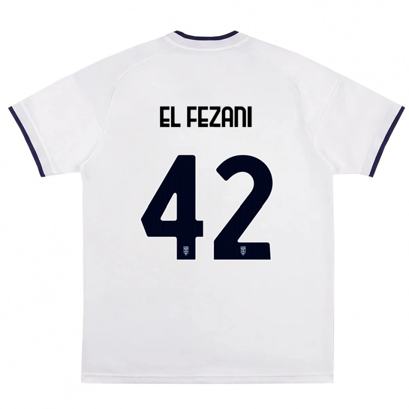 Danxen Criança Camisola Mohamed El Fezani #42 Branco Vermelho Azul Real Alternativa 2026/27 Camisa Brasil