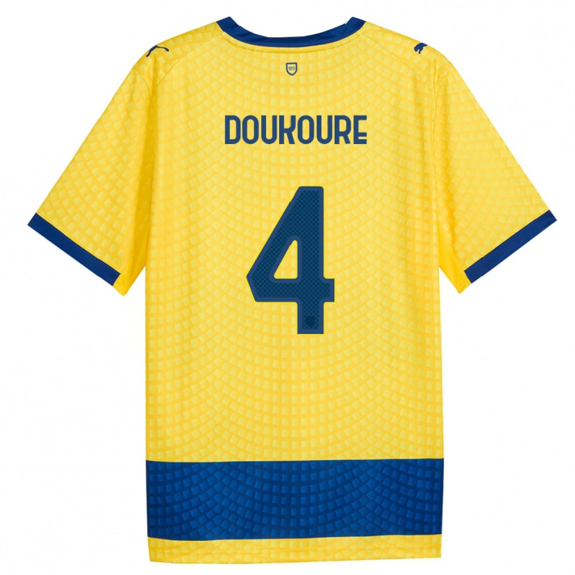 Danxen Criança Camisola Vamoussa Doukoure #4 Amarelo Azul Preto Alternativa 2026/27 Camisa Brasil