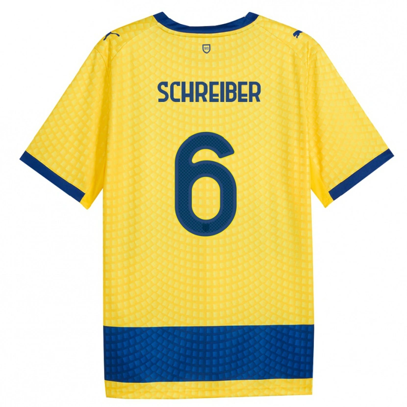 Danxen Criança Camisola Fabio Schreiber #6 Amarelo Azul Preto Alternativa 2026/27 Camisa Brasil