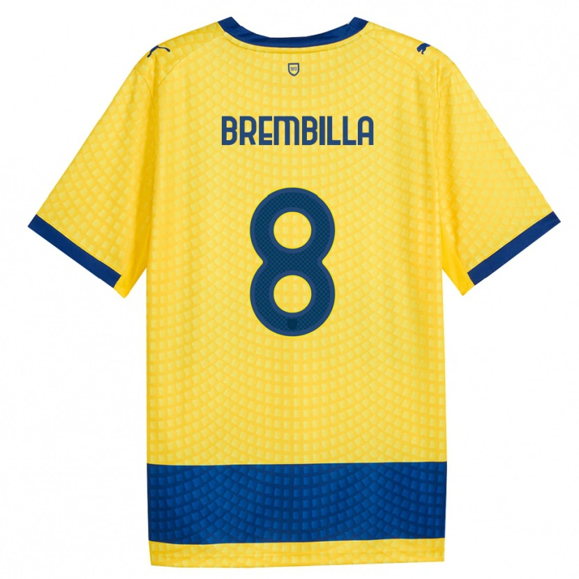 Danxen Criança Camisola Cristiano Brembilla #8 Amarelo Azul Preto Alternativa 2026/27 Camisa Brasil