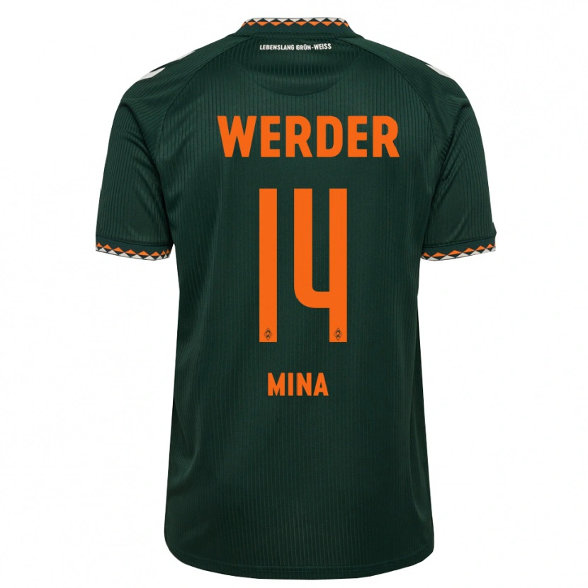 Danxen Criança Camisola Johan Mina #14 Verde Escuro Laranja Branco Alternativa 2026/27 Camisa Brasil
