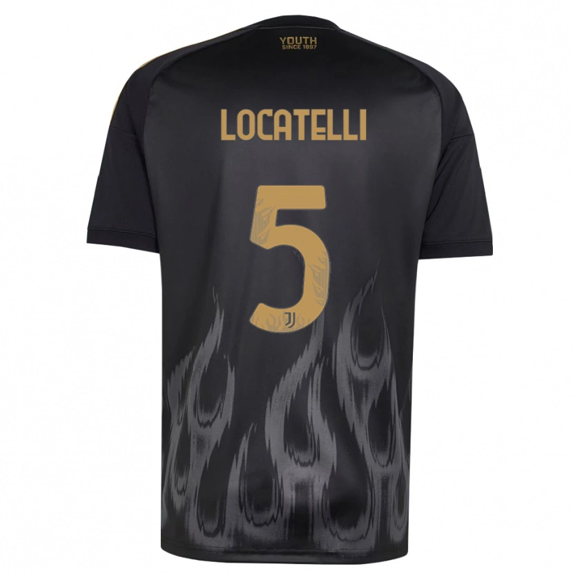 Danxen Criança Camisola Manuel Locatelli #5 Preto Marrom Terceiro 2026/27 Camisa Brasil