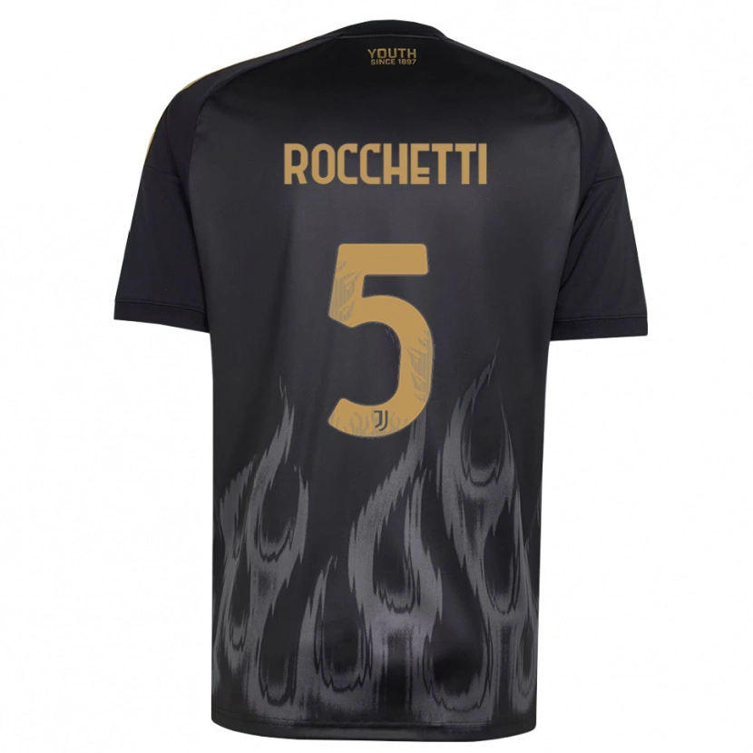 Danxen Criança Camisola Edoardo Rocchetti #5 Preto Marrom Terceiro 2026/27 Camisa Brasil