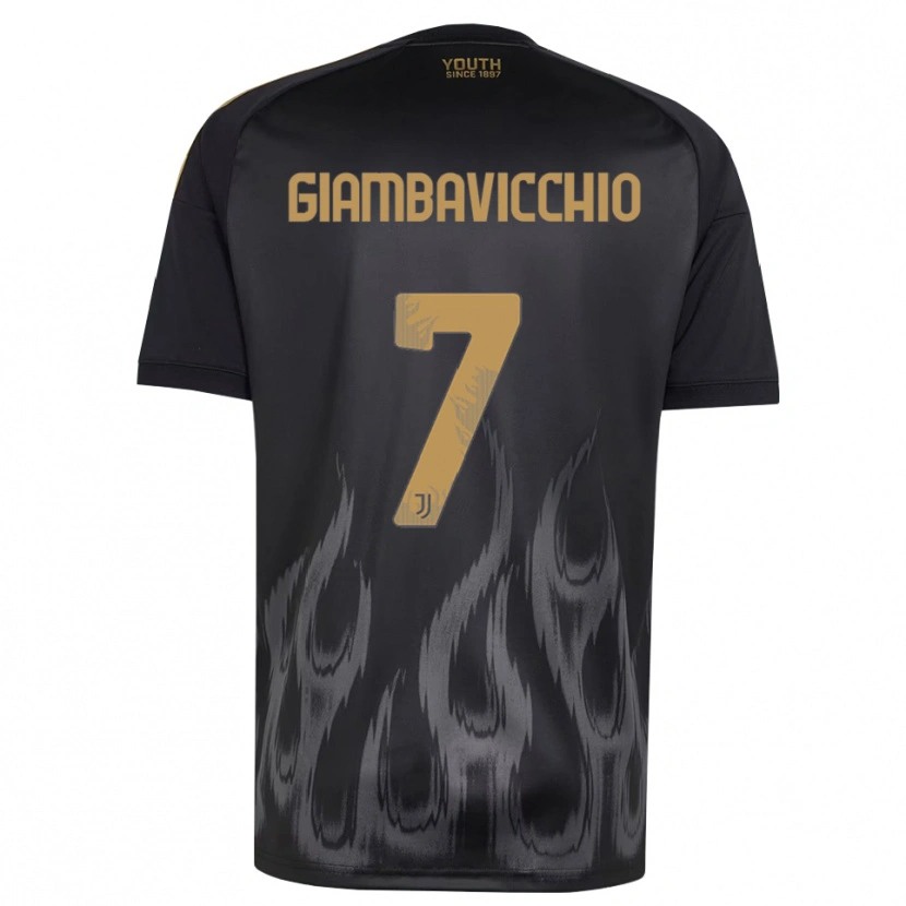 Danxen Criança Camisola Franco Giambavicchio #7 Preto Marrom Terceiro 2026/27 Camisa Brasil
