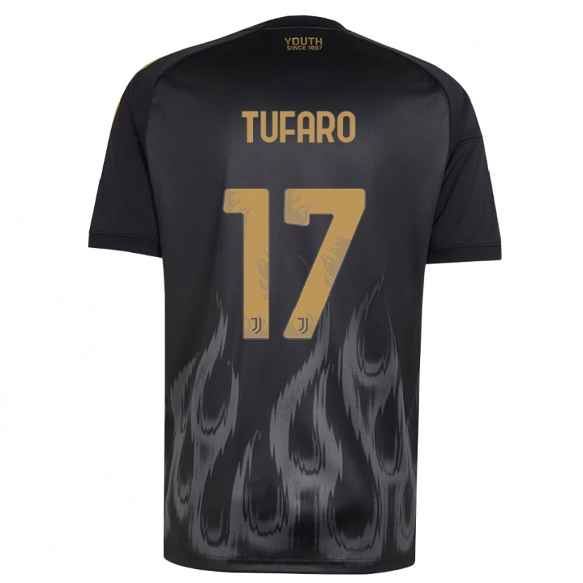 Danxen Criança Camisola Gabriele Tufaro #17 Preto Marrom Terceiro 2026/27 Camisa Brasil