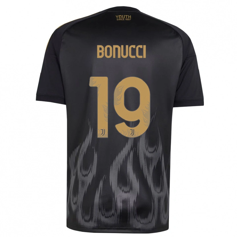 Danxen Criança Camisola Leonardo Bonucci #19 Preto Marrom Terceiro 2026/27 Camisa Brasil