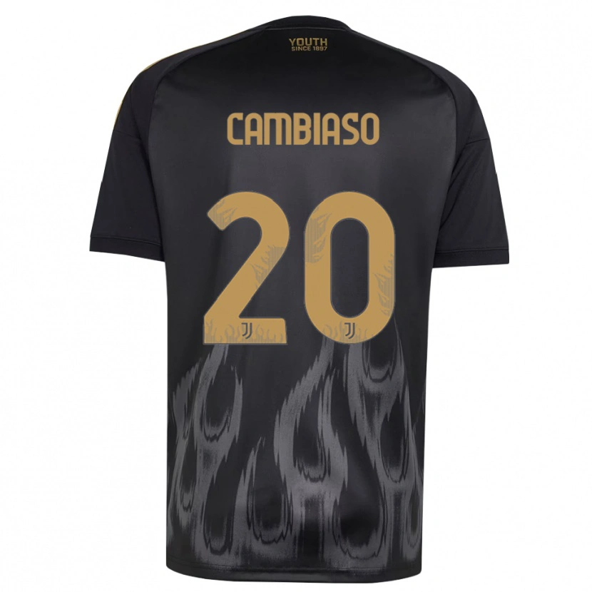 Danxen Criança Camisola Andrea Cambiaso #20 Preto Marrom Terceiro 2026/27 Camisa Brasil