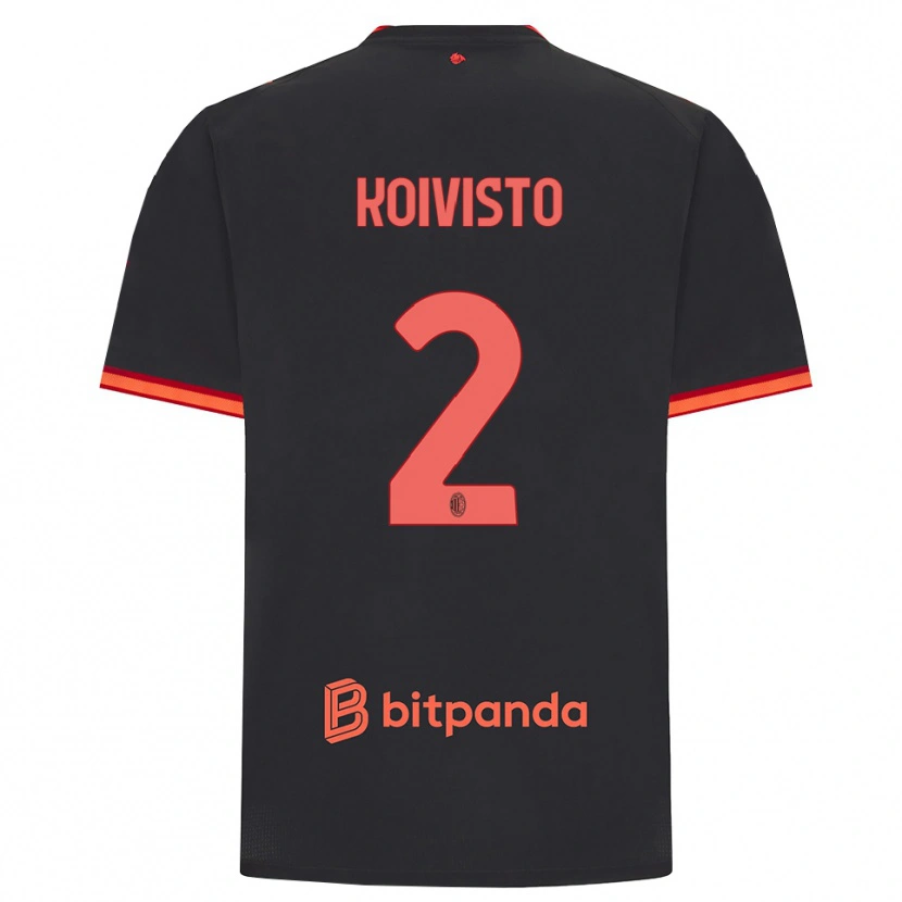 Danxen Criança Camisola Emma Koivisto #2 Preto Vermelho Terceiro 2026/27 Camisa Brasil