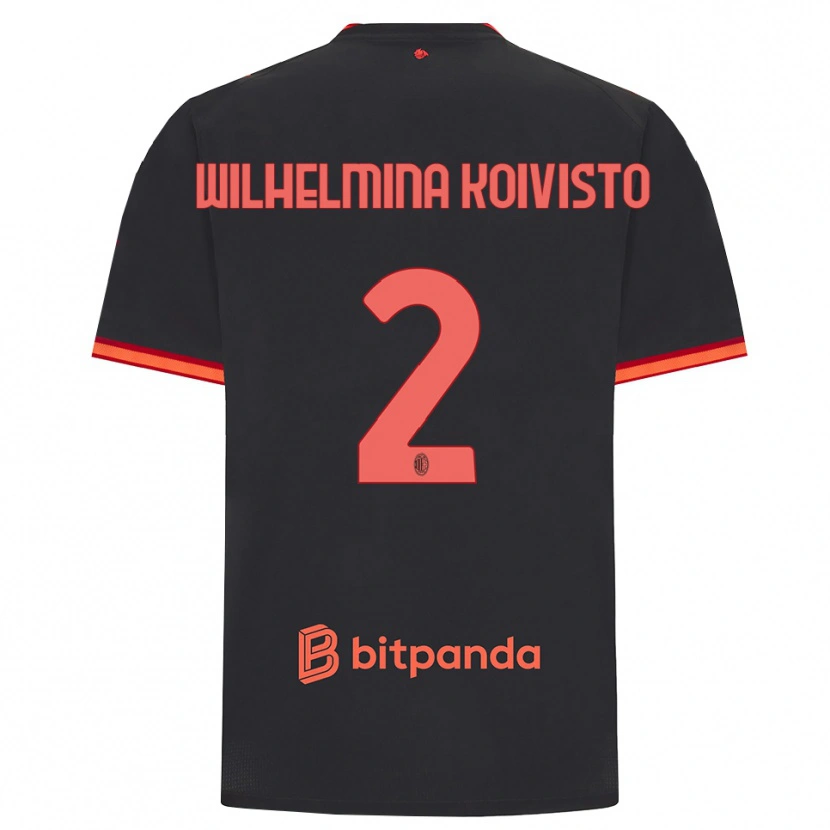 Danxen Criança Camisola Emma Wilhelmina Koivisto #2 Preto Vermelho Terceiro 2026/27 Camisa Brasil