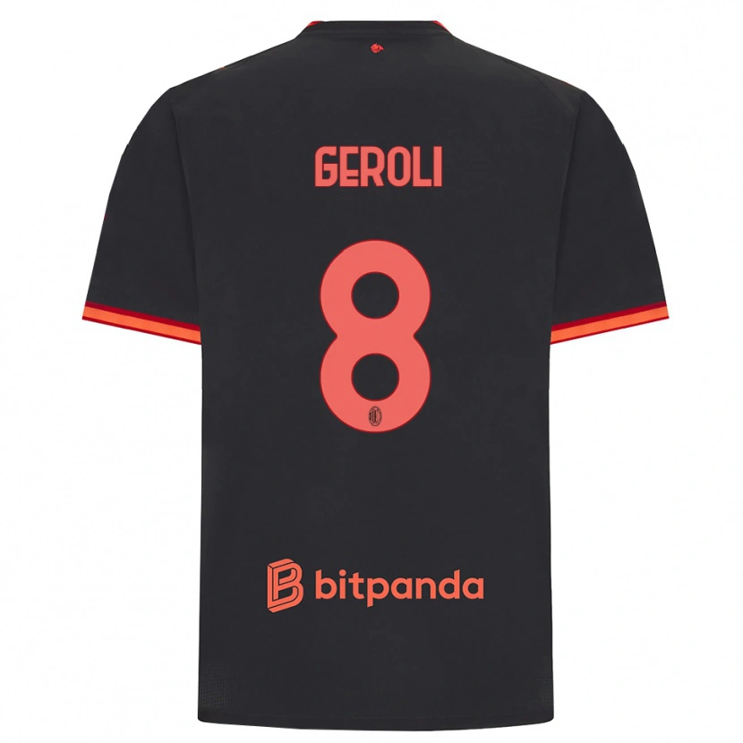 Danxen Criança Camisola Matteo Geroli #8 Preto Vermelho Terceiro 2026/27 Camisa Brasil