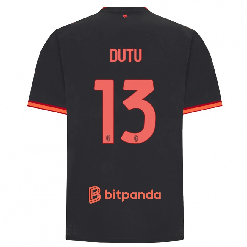 Danxen Criança Camisola Matteo Dutu #13 Preto Vermelho Terceiro 2026/27 Camisa Brasil