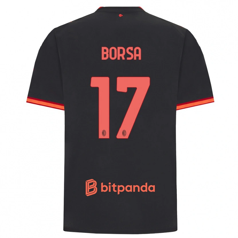 Danxen Criança Camisola Gabriele Borsa #17 Preto Vermelho Terceiro 2026/27 Camisa Brasil