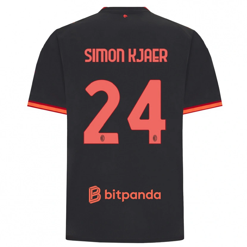 Danxen Criança Camisola Simon Kjaer #24 Preto Vermelho Terceiro 2026/27 Camisa Brasil