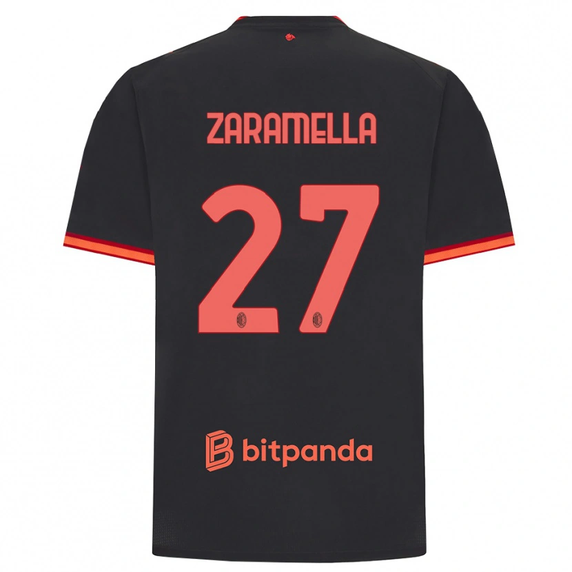 Danxen Criança Camisola Mattia Zaramella #27 Preto Vermelho Terceiro 2026/27 Camisa Brasil