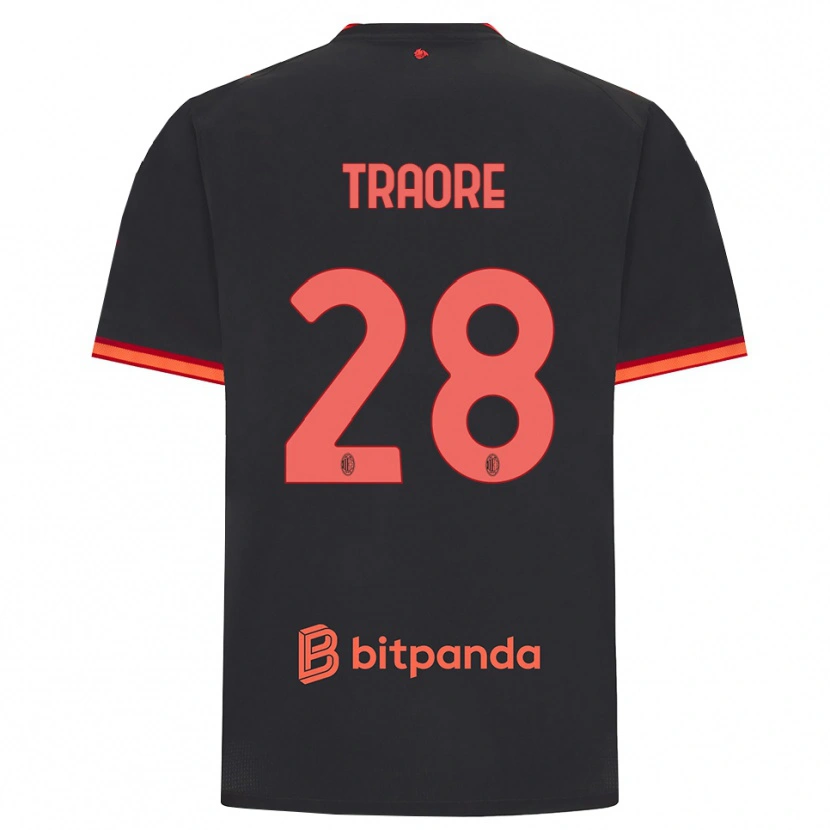 Danxen Criança Camisola Chaka Traore #28 Preto Vermelho Terceiro 2026/27 Camisa Brasil