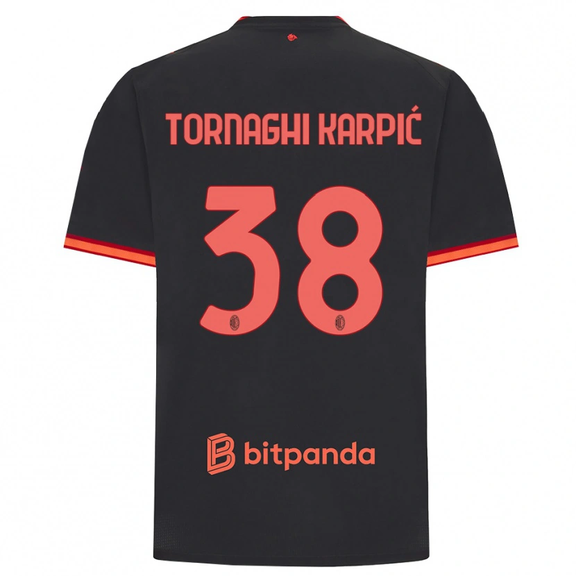 Danxen Criança Camisola Lavinia Tornaghi Karpić #38 Preto Vermelho Terceiro 2026/27 Camisa Brasil