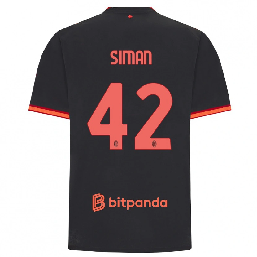 Danxen Criança Camisola Alexandru Șiman #42 Preto Vermelho Terceiro 2026/27 Camisa Brasil